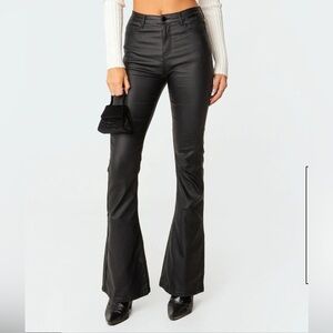 Edikted Luna Faux Leather Flare Jeans